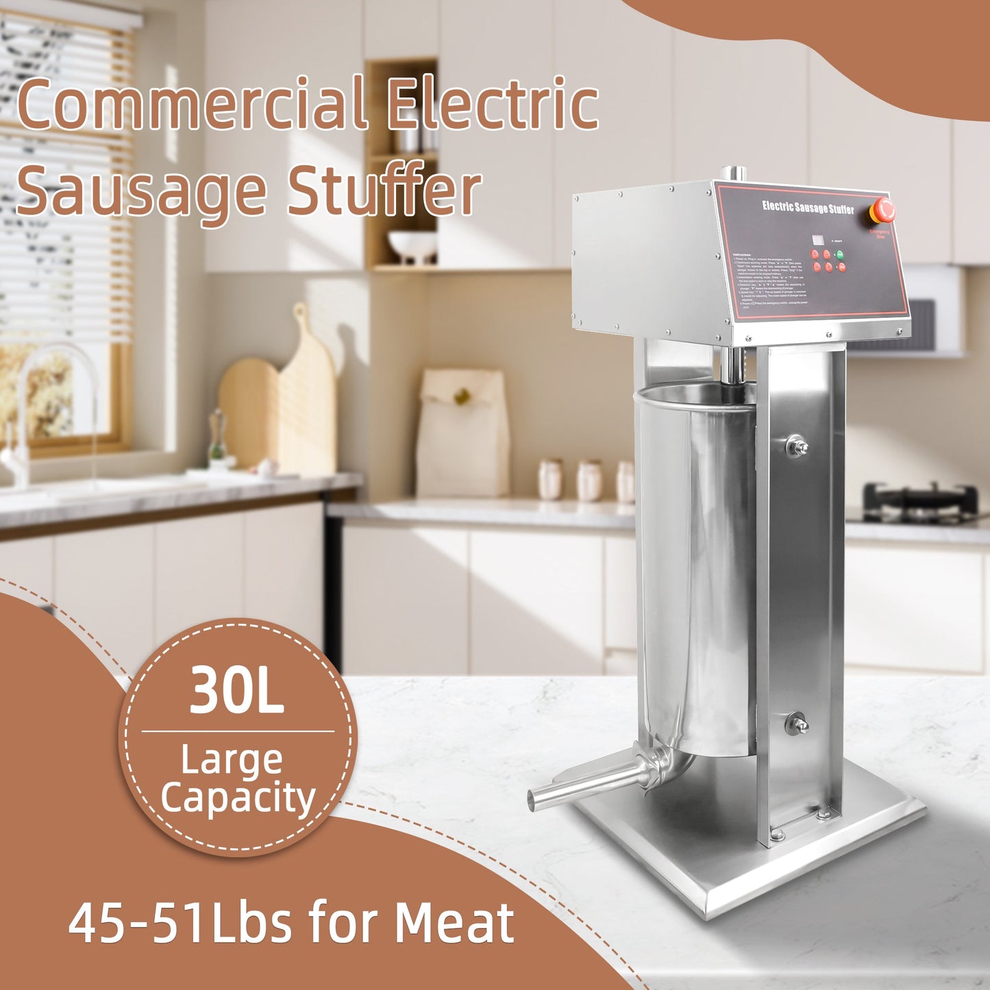 Hakka 30L/66lb 电动香肠填充机 2 速肉类填充机