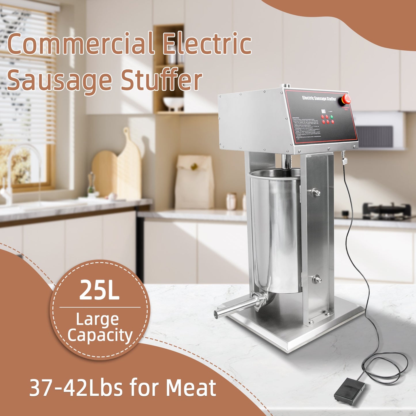 Hakka 25L/55lb 电动香肠填充机 2 速肉类填充机