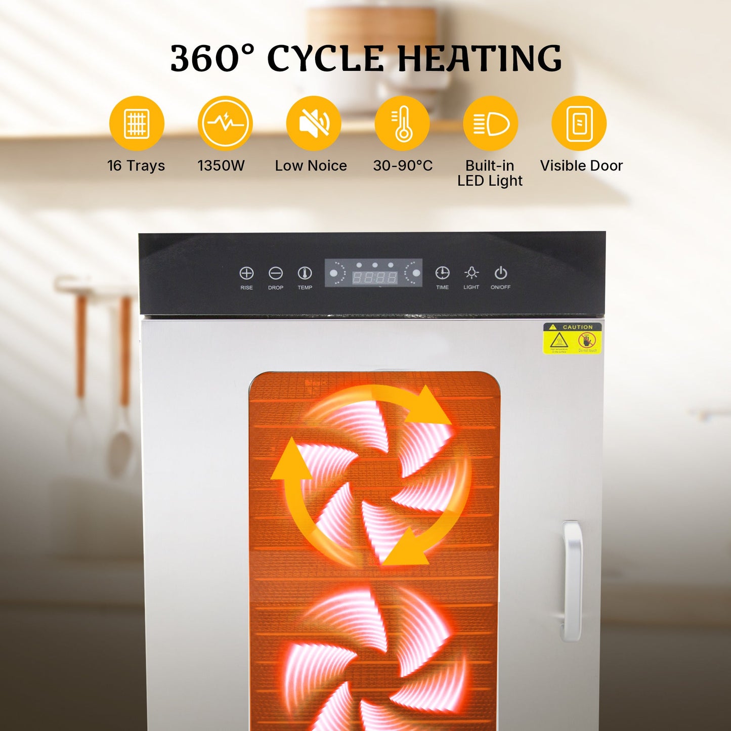 Hakka 16 Trays Food Dehydrator Fruit Vegetable Drying Adjustable Time Temp