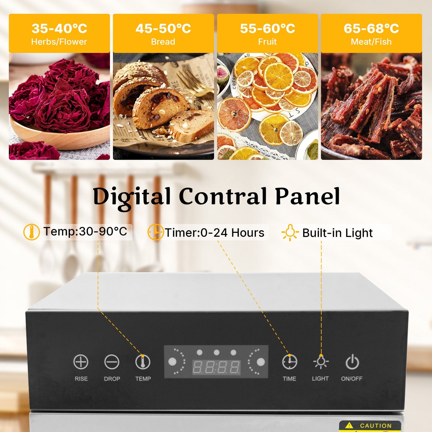 Hakka 16 Trays Food Dehydrator Fruit Vegetable Drying Adjustable Time Temp