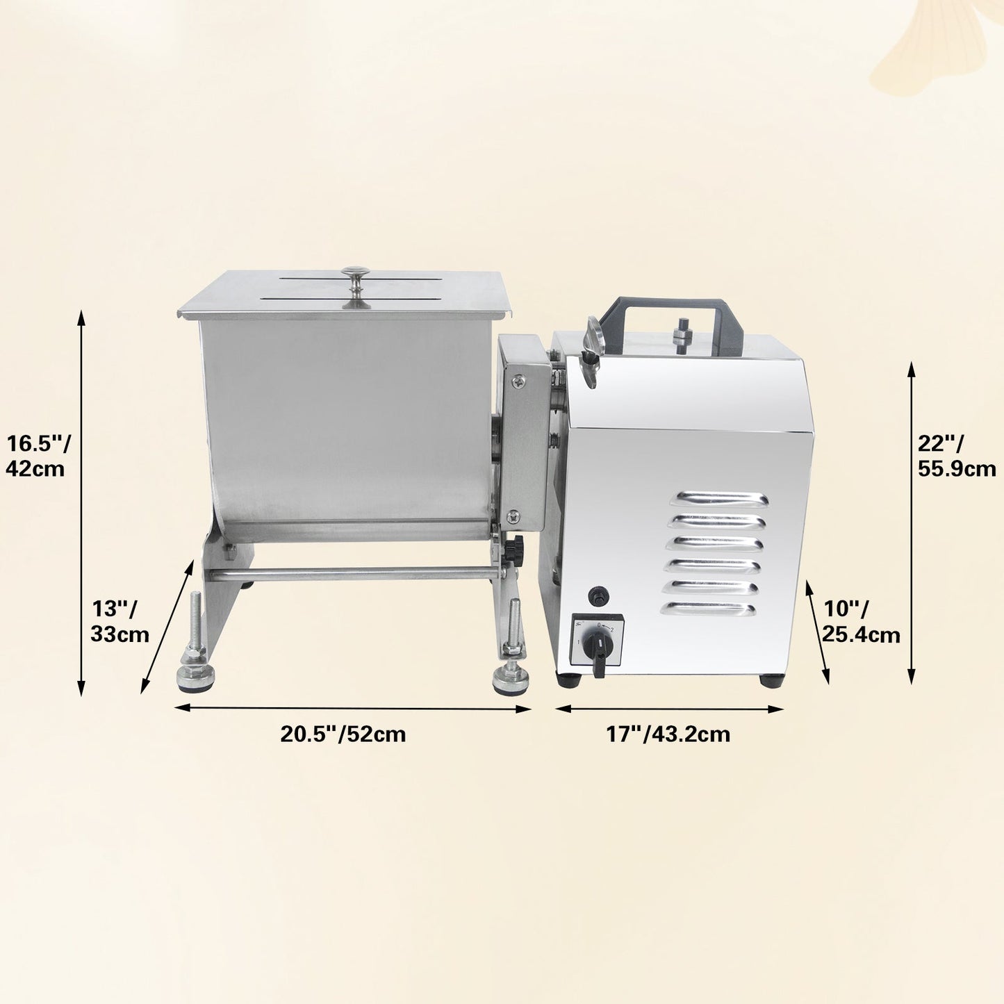 Hakka Electric 45 磅/22.5 升倾斜式肉类搅拌机商用台式机器