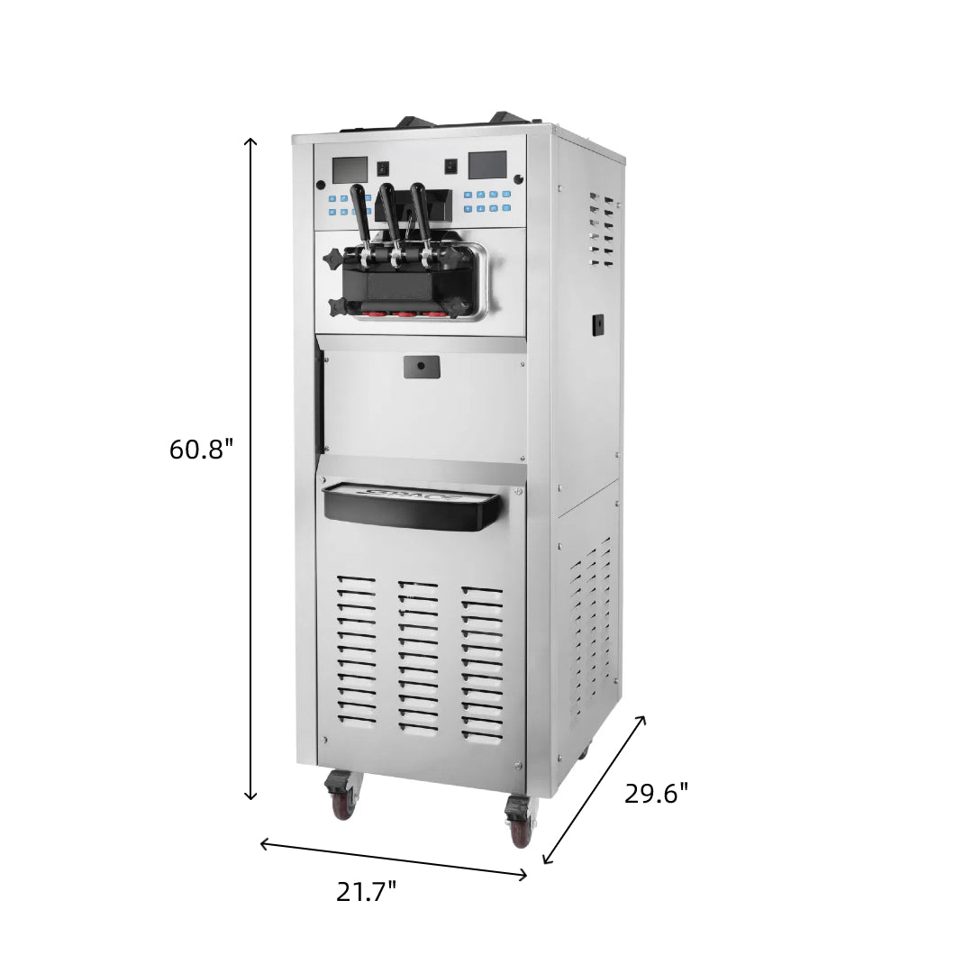 Hakka Brothers 45L Stand Type Ice Cream Machine for 3 Flavors,ETL Certification