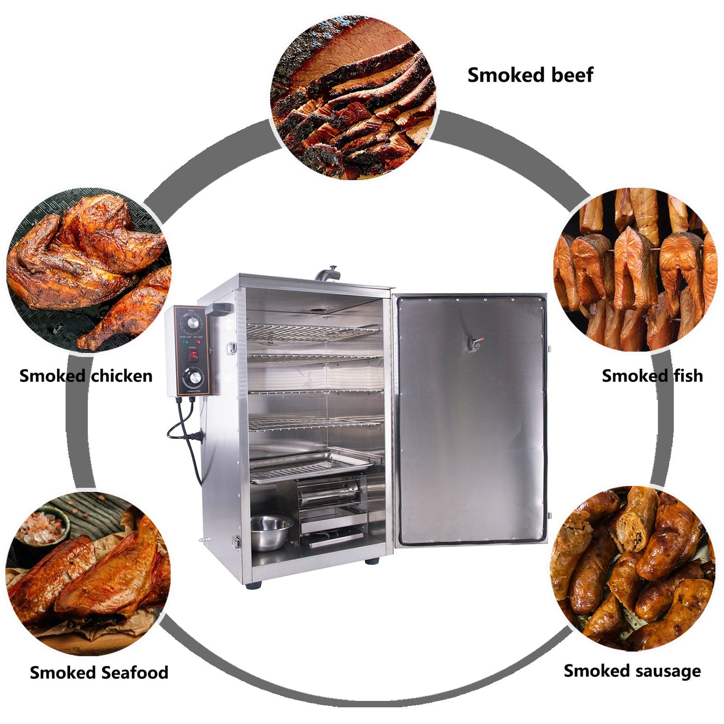HAKKA Upgraded Commercial Vertical Electric Smoke oven for BBQ Grill Outdoor Indoor Home Cooking Pastrami, Sausage, Bacon, Smoked Chicken, Smoked Pork