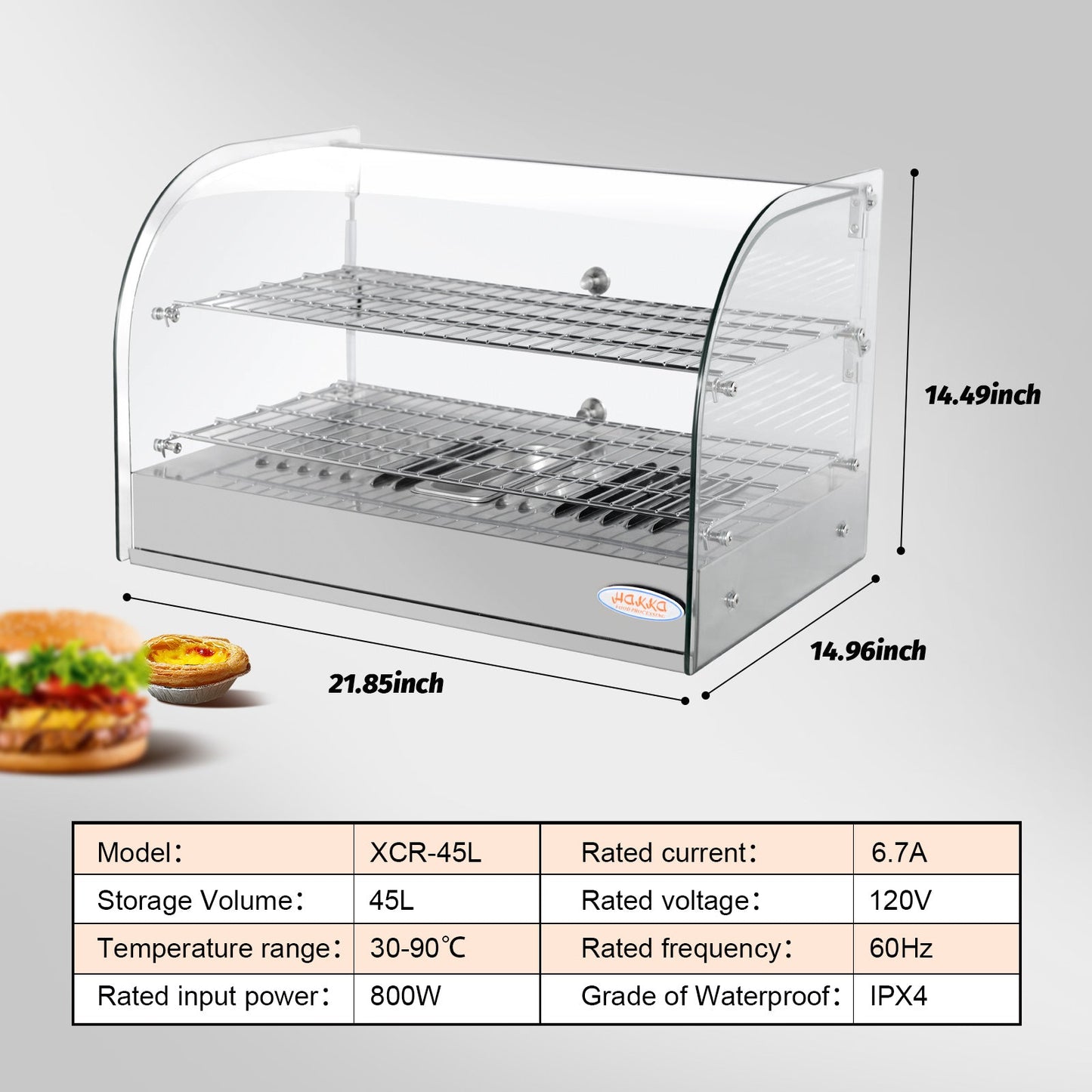 Hakka 45L 商用台面面包展示柜,带加热系统
