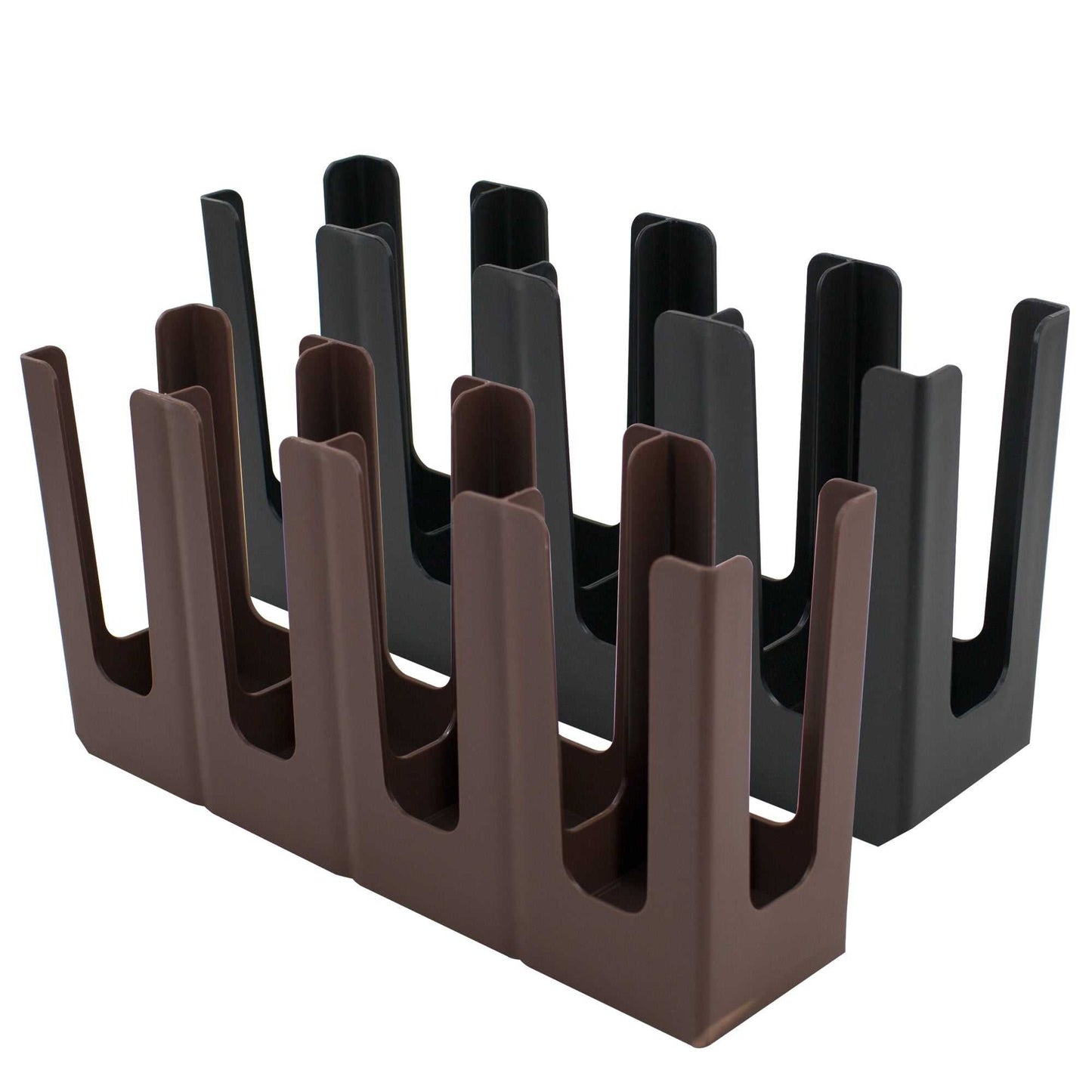 Black and Brown 4-Section Slanted Countertop Cup and Lid Organizer