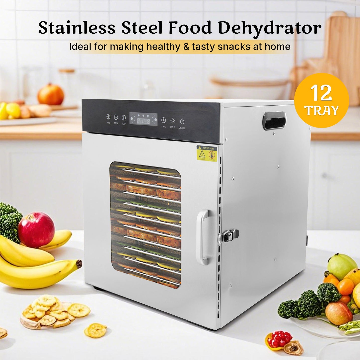 Hakka 12 Tray Food Dehydrator Commercial Stainless Steel Fruit Meat Jerky Dryer