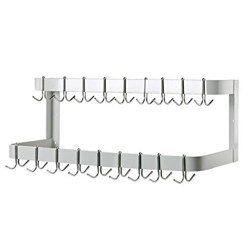 Hakka Brothers 84 in. Wall Mounted Commercial Stainless Steel Double Line Pot Rack