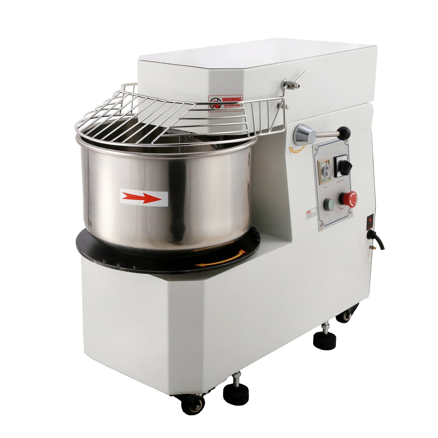 Hakka 商用面团搅拌机 20 夸脱不锈钢 2 速上升螺旋搅拌机(380V/50Hz,3 相)