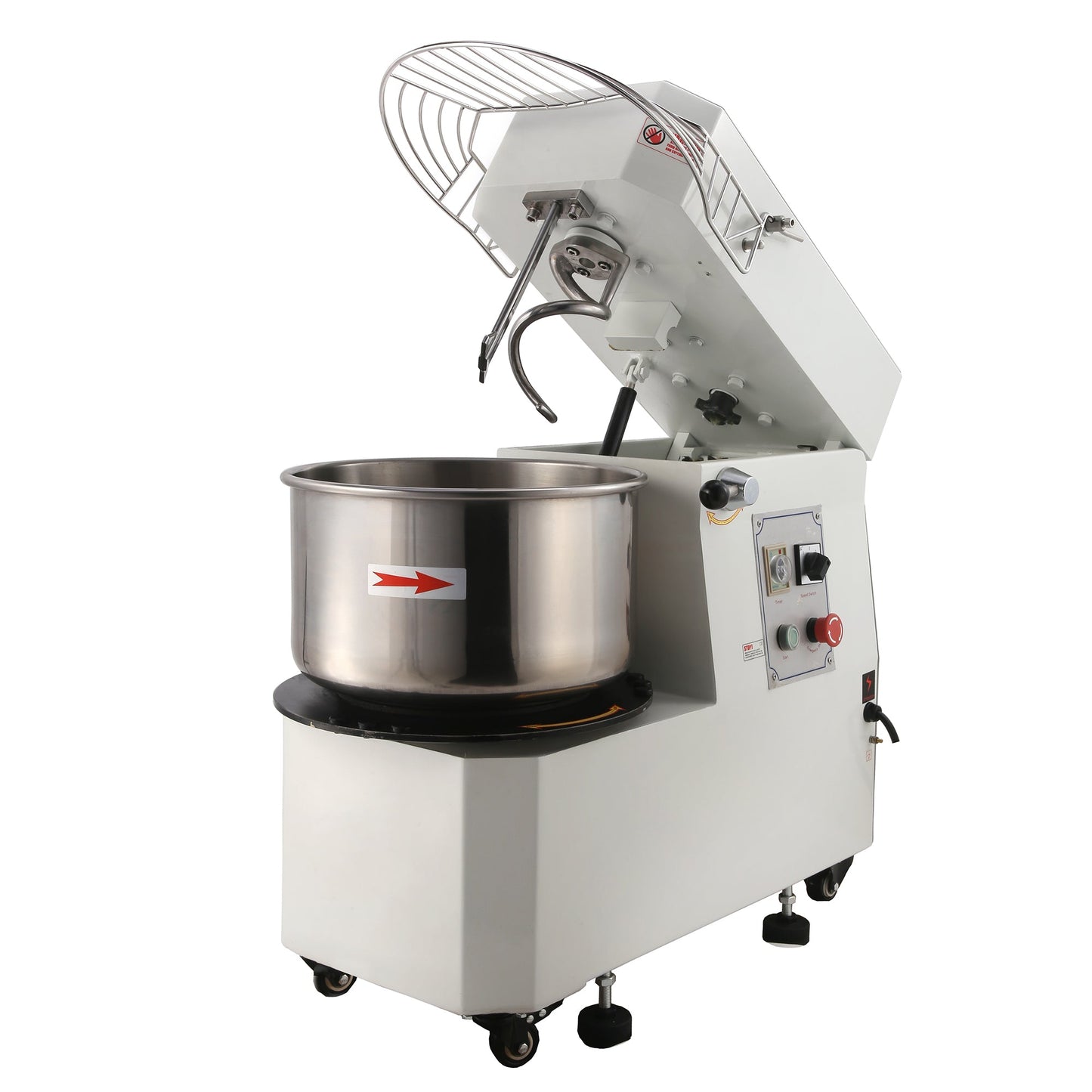Hakka 商用面团搅拌机 20 夸脱不锈钢 2 速上升螺旋搅拌机(380V/50Hz,3 相)