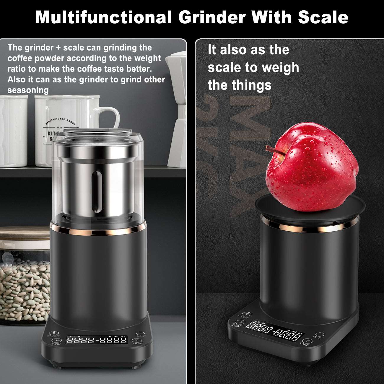 Clivia 200W Commercial Coffee Grinder with Scale, Multifunctional Grinding and Mixing, Portable and Easy to Use,220V 21000RPM