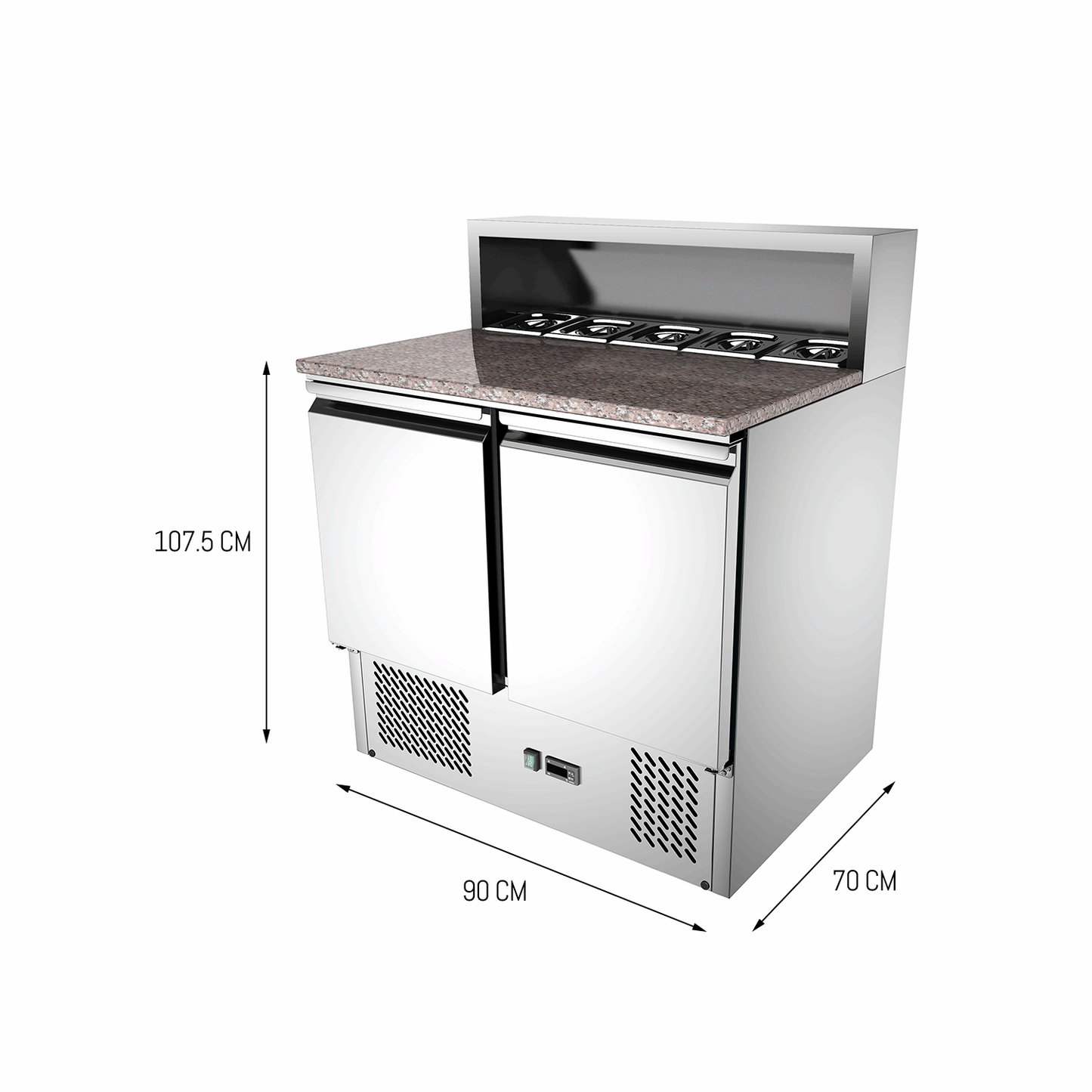 Carina Refrigerated Salad Workbench Stainless Steel Pizza and Salad Preparation Counter Commercial Display Case (PS900)