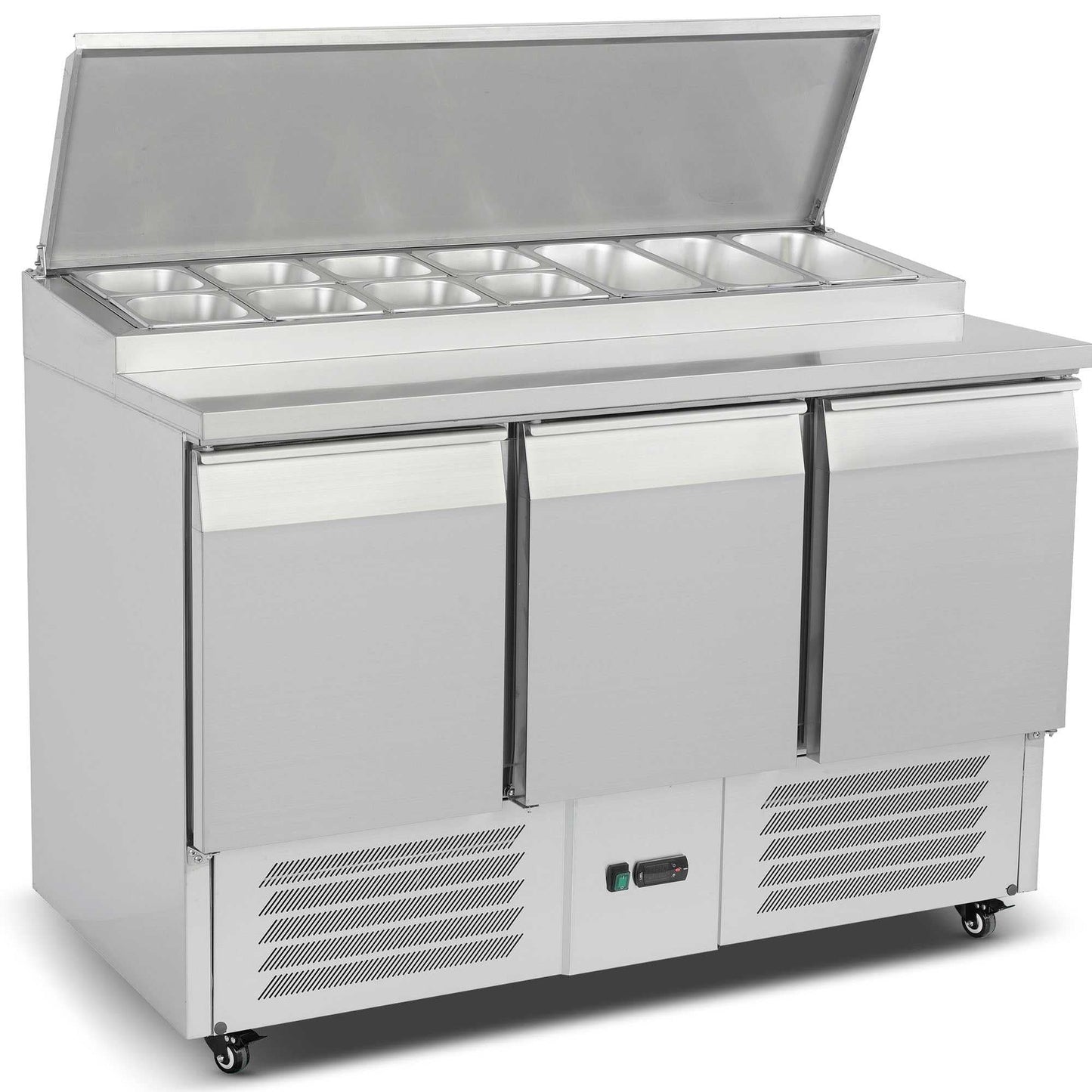 Carina Refrigerated Salad Workbench Stainless Steel Pizza and Salad Preparation Counter Commercial Display Case (PS300)