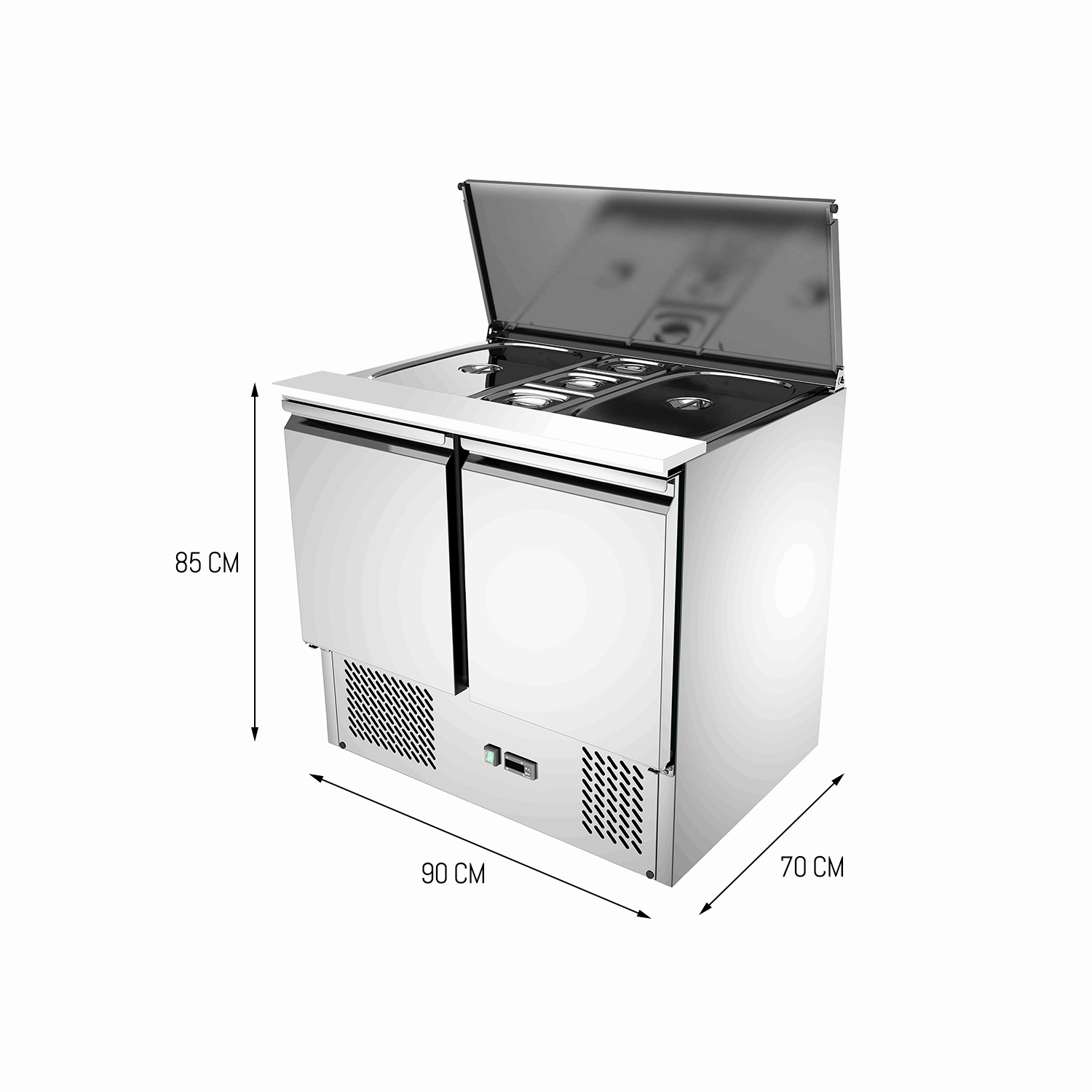 Carina Refrigerated Salad Workbench Stainless Steel Pizza and Salad Preparation Counter Commercial Display Case (S900STD)