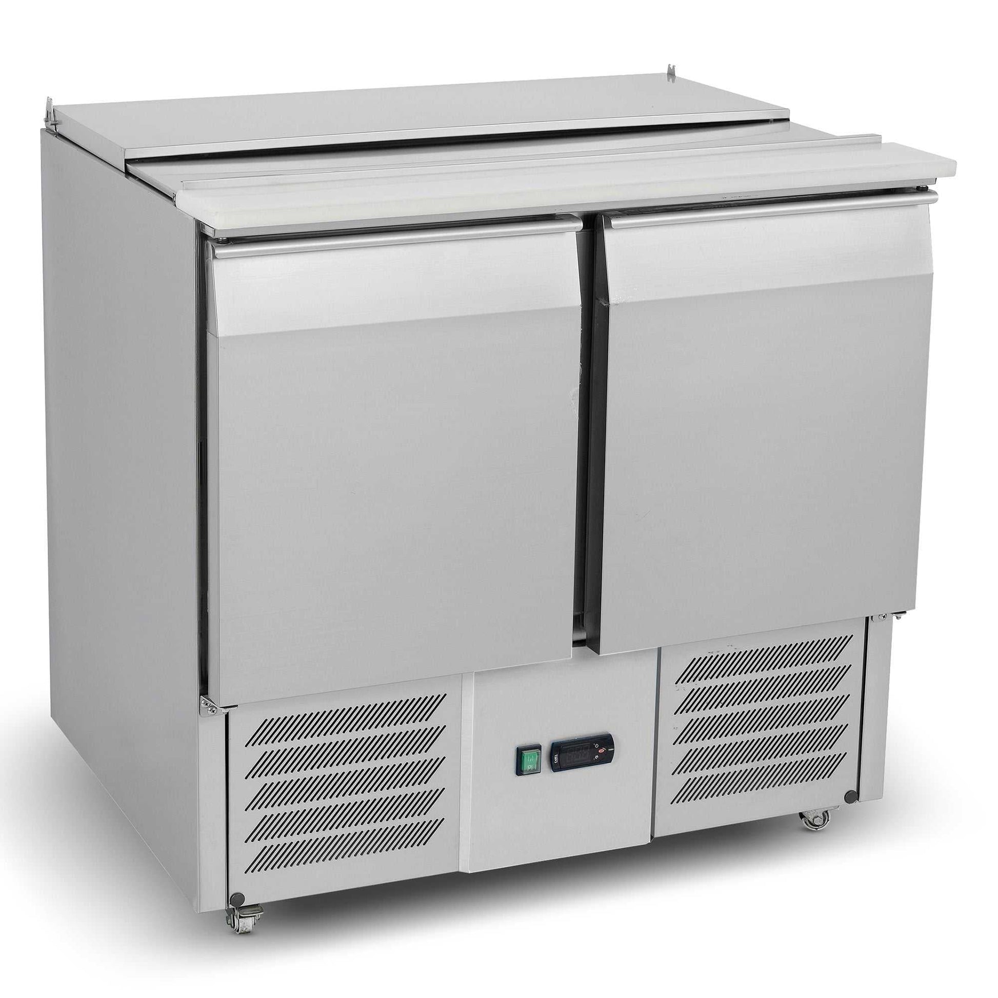 Carina Refrigerated Salad Workbench Stainless Steel Pizza and Salad Preparation Counter Commercial Display Case (S900STD)