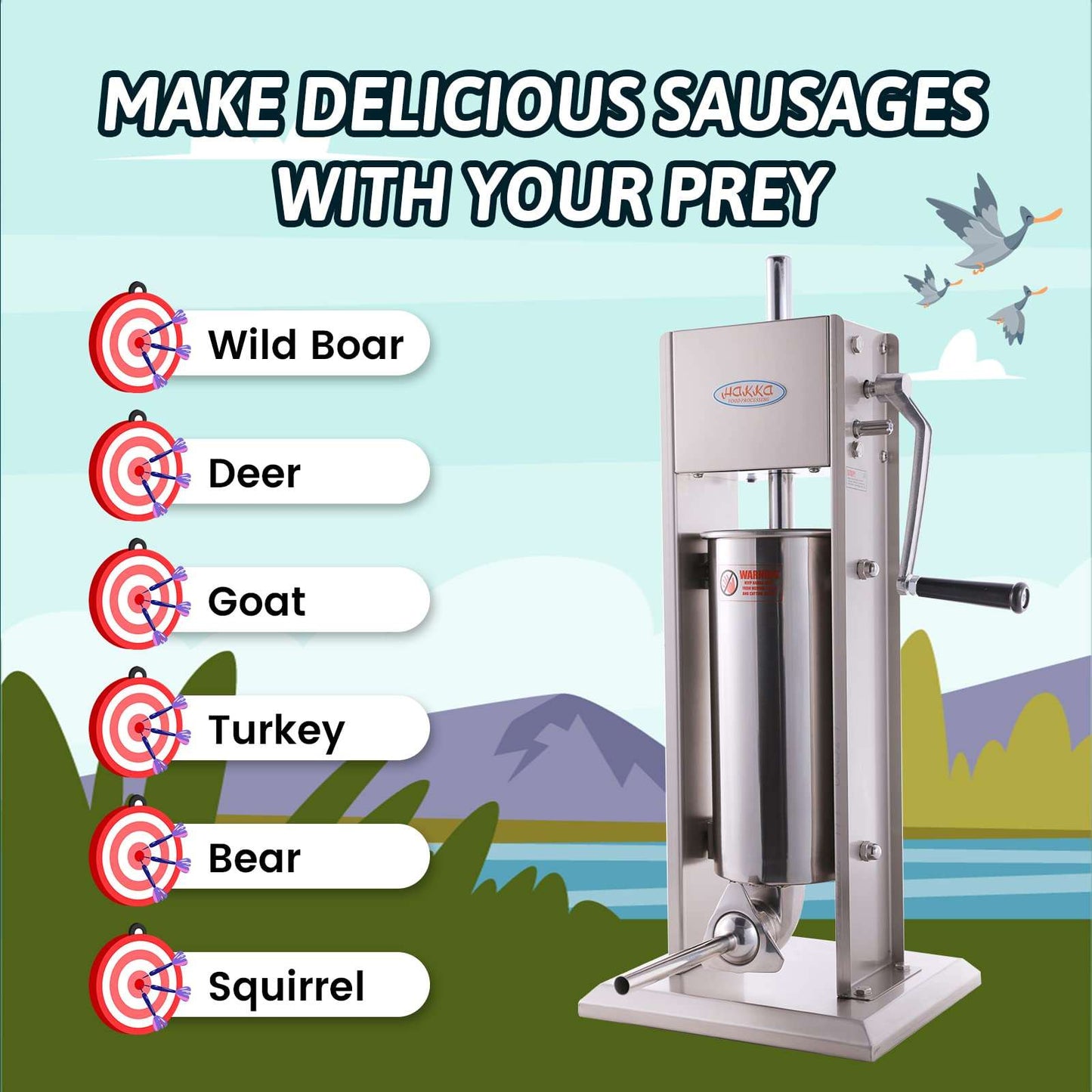 Hakka 15 Lb/7L 2 Speed Vertical stainless sausage stuffer