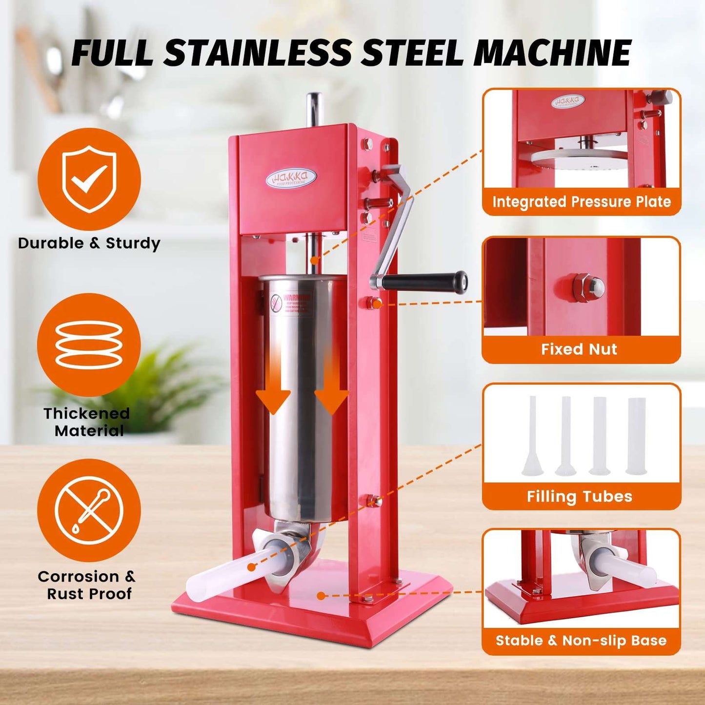 Hakka 11 Lb/5 L Spray-painted Vertical Sausage Stuffer