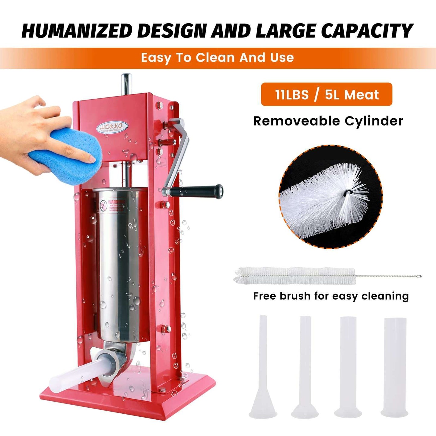 Hakka 11 Lb/5 L Spray-painted Vertical Sausage Stuffer