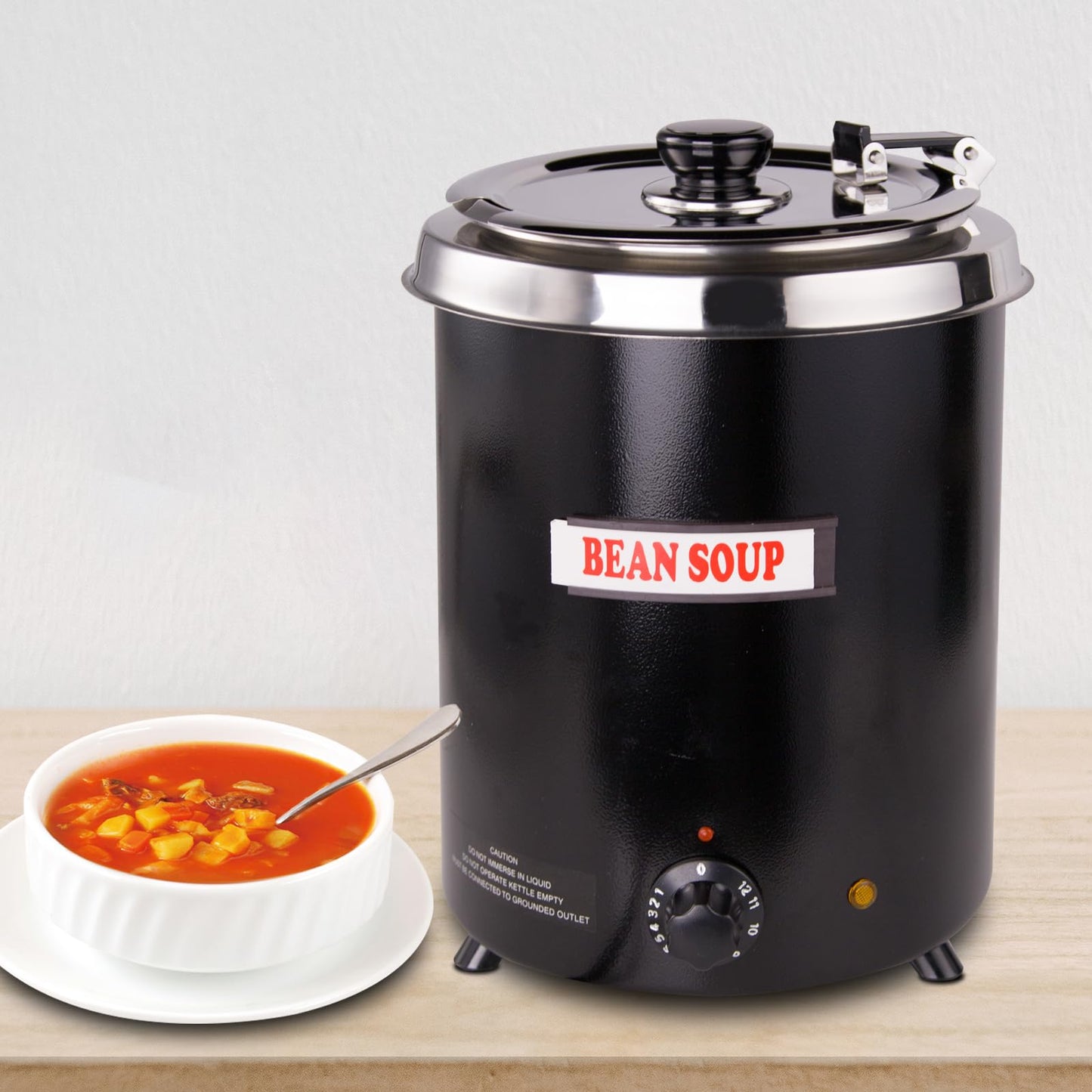 EasyRose 6Qt 汤加热器商用汤壶加热器带铰链盖和可拆卸不锈钢锅