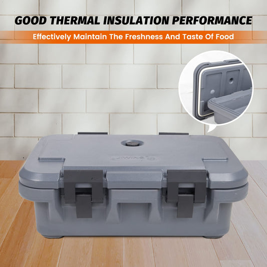 Clivia 14.8L Insulated Food Pan Carrier, Stackable and Loader, Suit for Restaurant, Canteen, Outdoor Banquets, Black