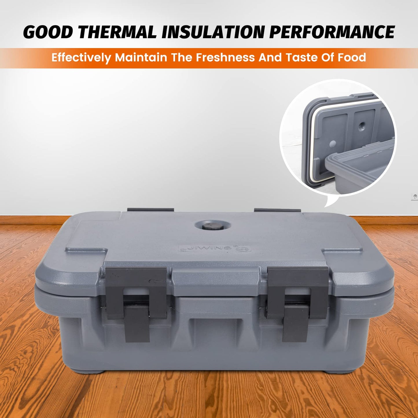 Clivia 22.5L Insulated Food Pan Carrier, Stackable and Loader, Suit for Restaurant, Canteen, Outdoor Banquets, Black