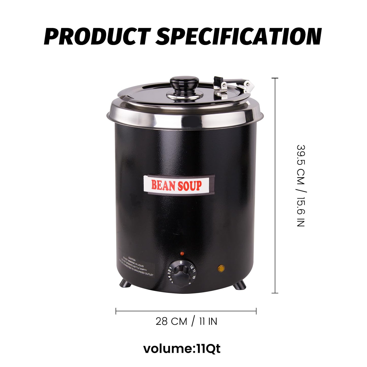 EasyRose 6Qt 汤加热器商用汤壶加热器带铰链盖和可拆卸不锈钢锅