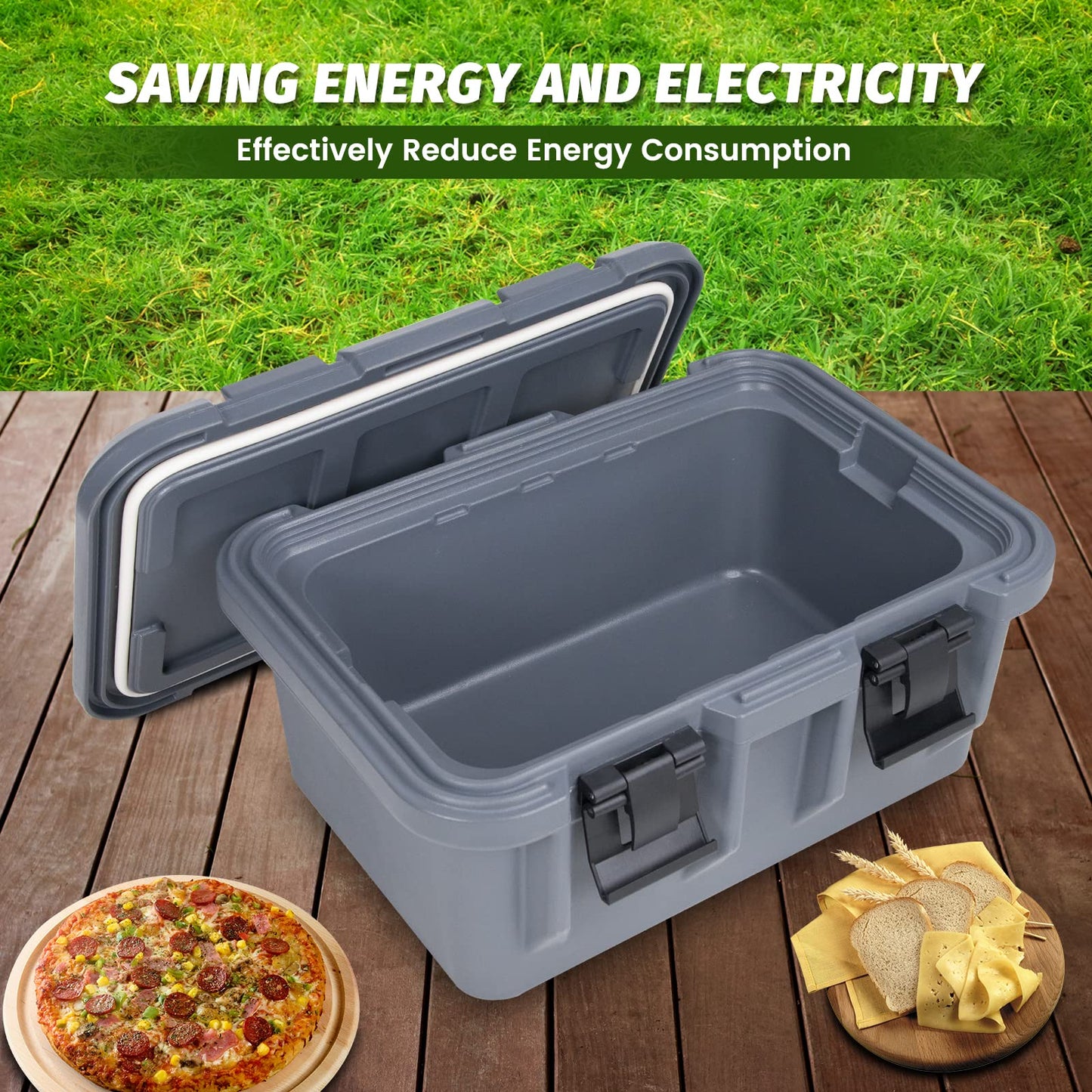 Clivia 29L Insulated Food Pan Carrier, Stackable and Loader, Suit for Restaurant, Canteen, Outdoor Banquets, Black