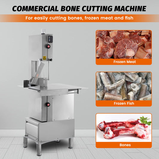 Hakka 79" Blade Stainless Steel Floor Model Vertical Band Meat Saw - 2 hp, 110V