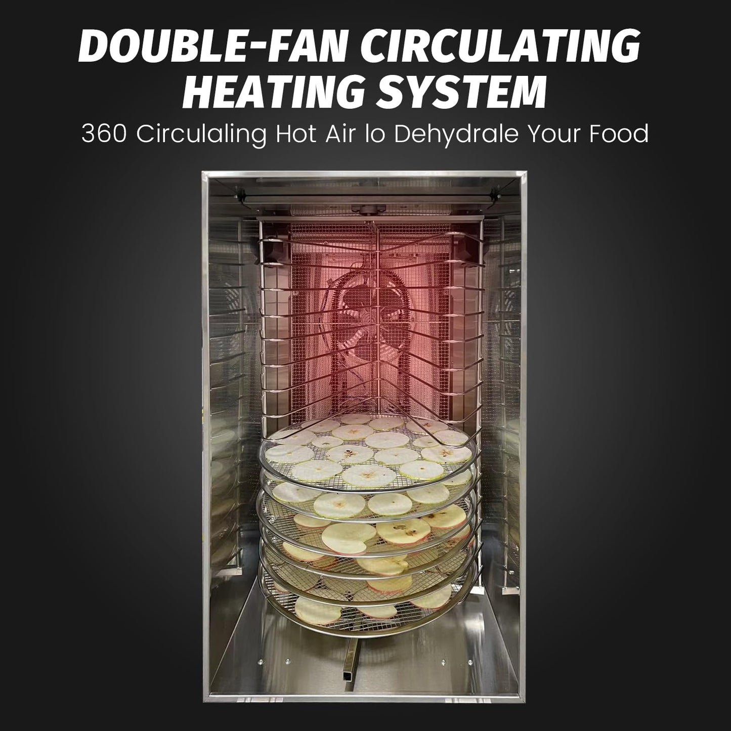 Hakka Food Dehydrator 16 Trays Stainless Steel 360° Rotation Meat Jerky Dryer