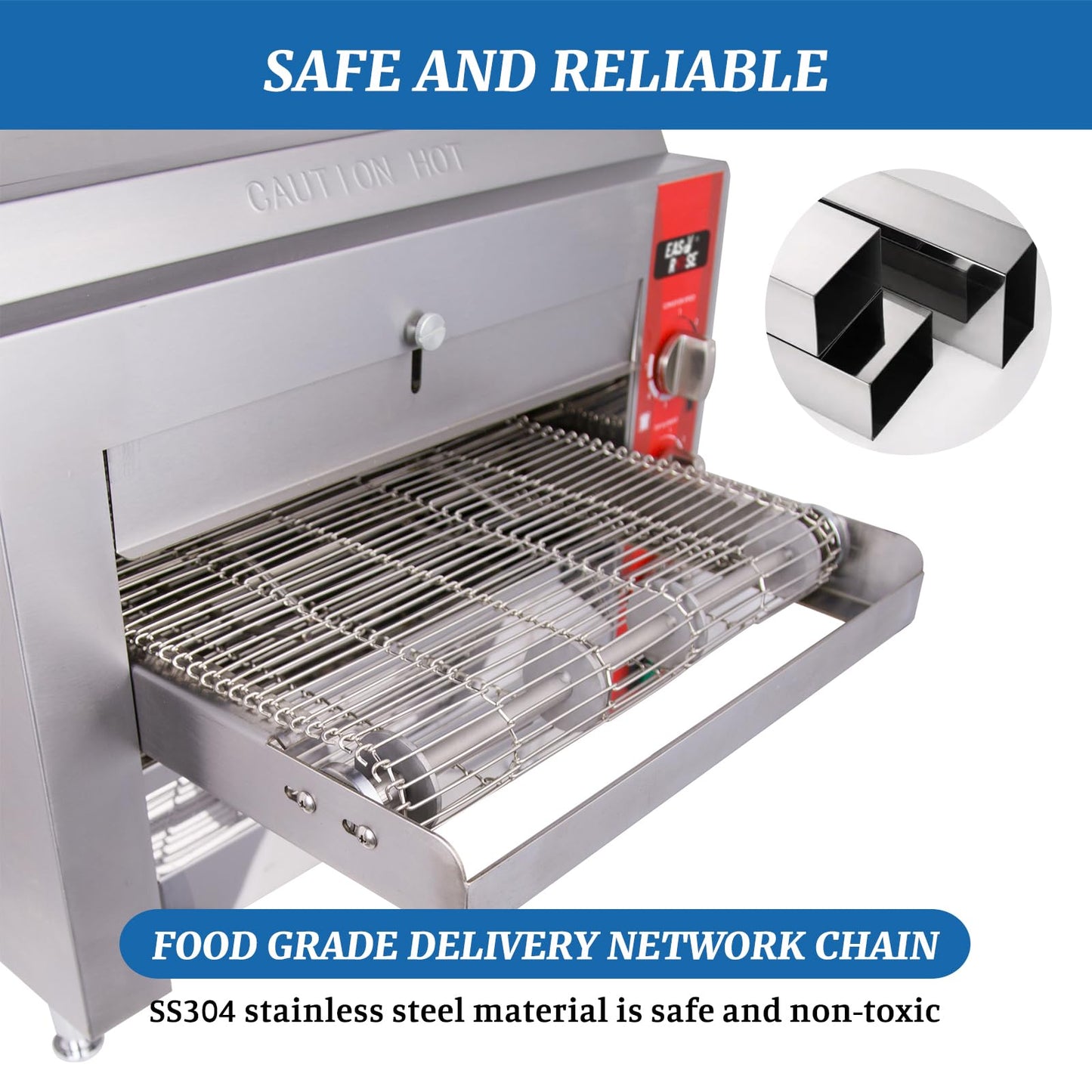 EasyRose Adjustable Speed Conveyor Toasters 50-300 °C /122- 572°F Temperature Range for Bakery Western Restaurant - 208V 3500W (14”wide belt)