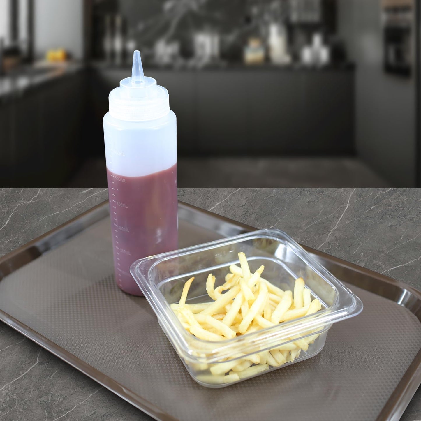 EasyRose 塑料调味品挤压瓶,酱汁瓶,挤压瓶分配器,可再填充,带尖头盖,6 件套(32 盎司)