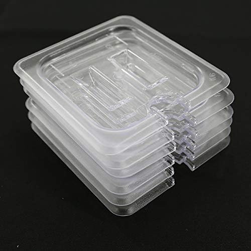 Clivia 聚碳酸酯食品盘盖和盖子,6 件装透明,一次性盖子,食品包装盖(7 * 6 英寸,有缺口盖子)