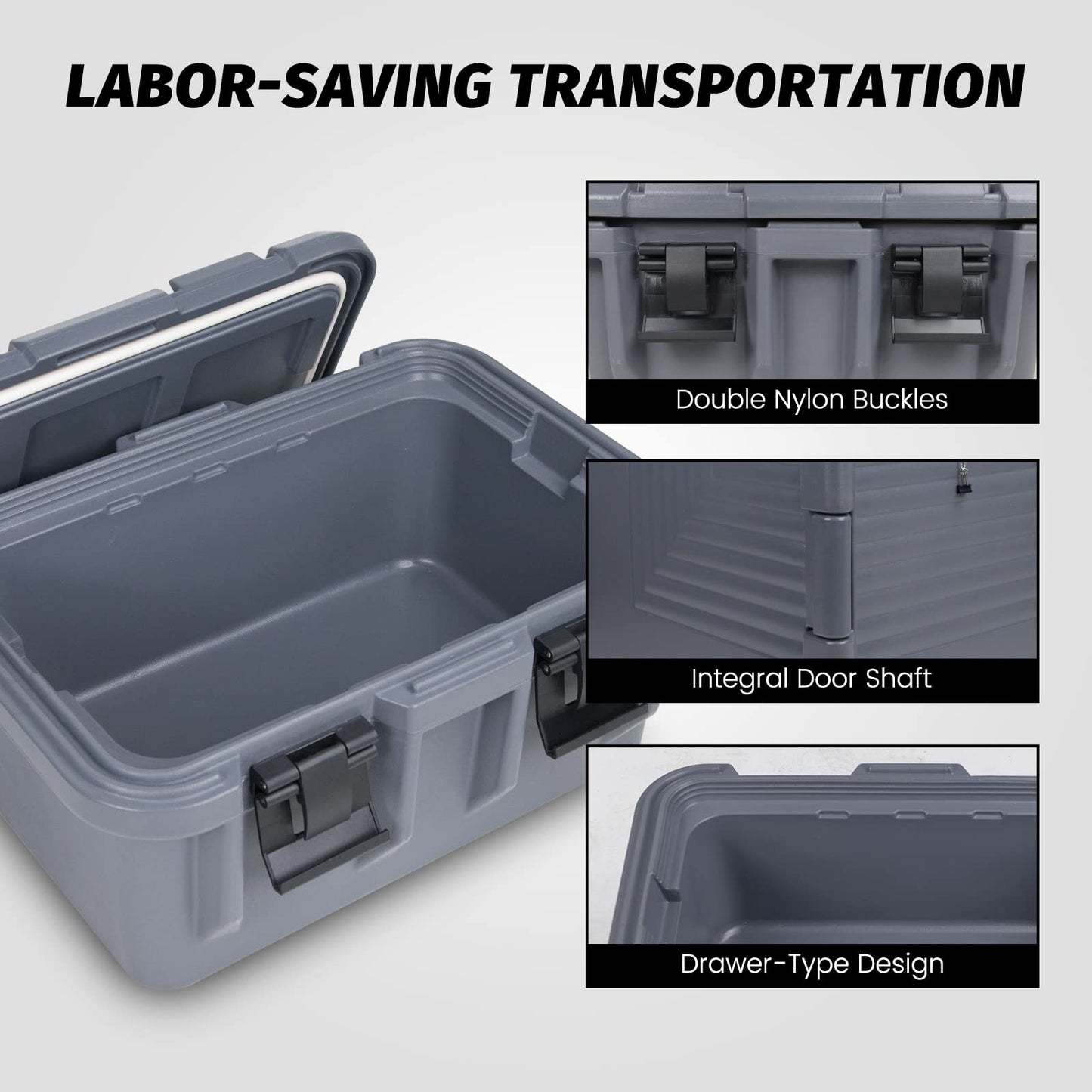 Clivia 29L Insulated Food Pan Carrier, Stackable and Loader, Suit for Restaurant, Canteen, Outdoor Banquets, Black