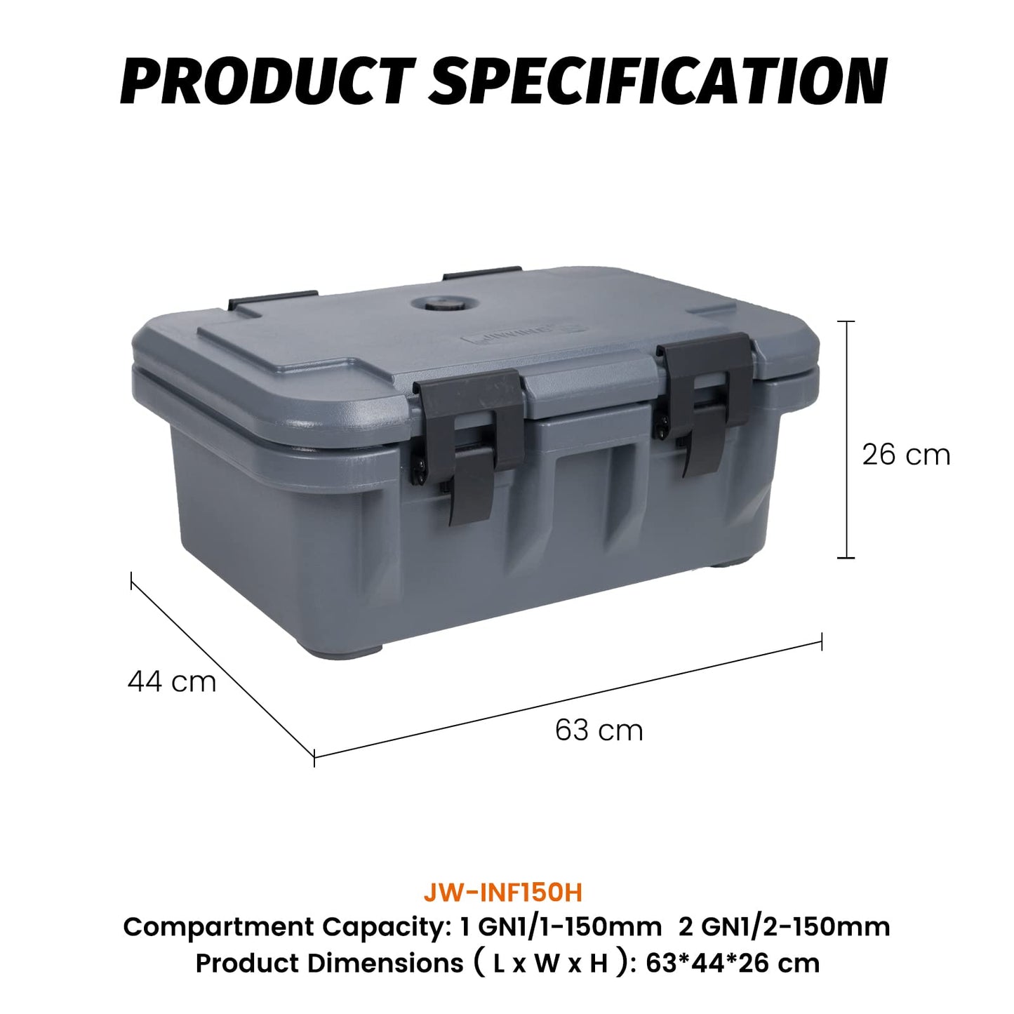 Clivia 22.5L Insulated Food Pan Carrier, Stackable and Loader, Suit for Restaurant, Canteen, Outdoor Banquets, Black