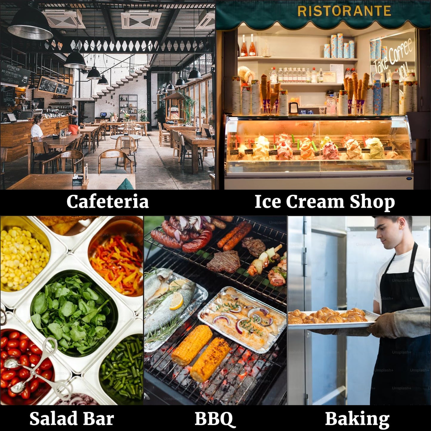 Clivia 1/1 Size Stainless Steel Food Pans,6"Deep Food Containers- Pack of 6