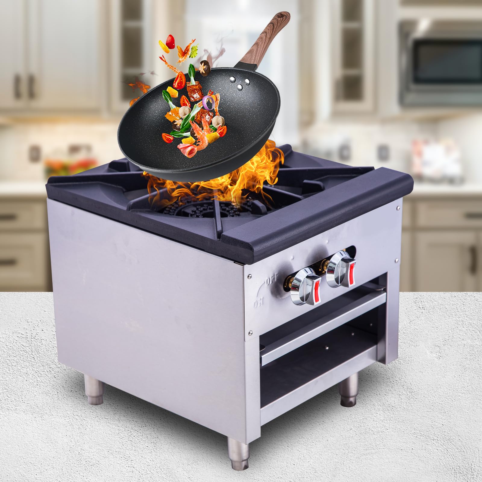 EASYROSE Single Burner Natural Gas Stove 18 Gas Hot Plate Commercial