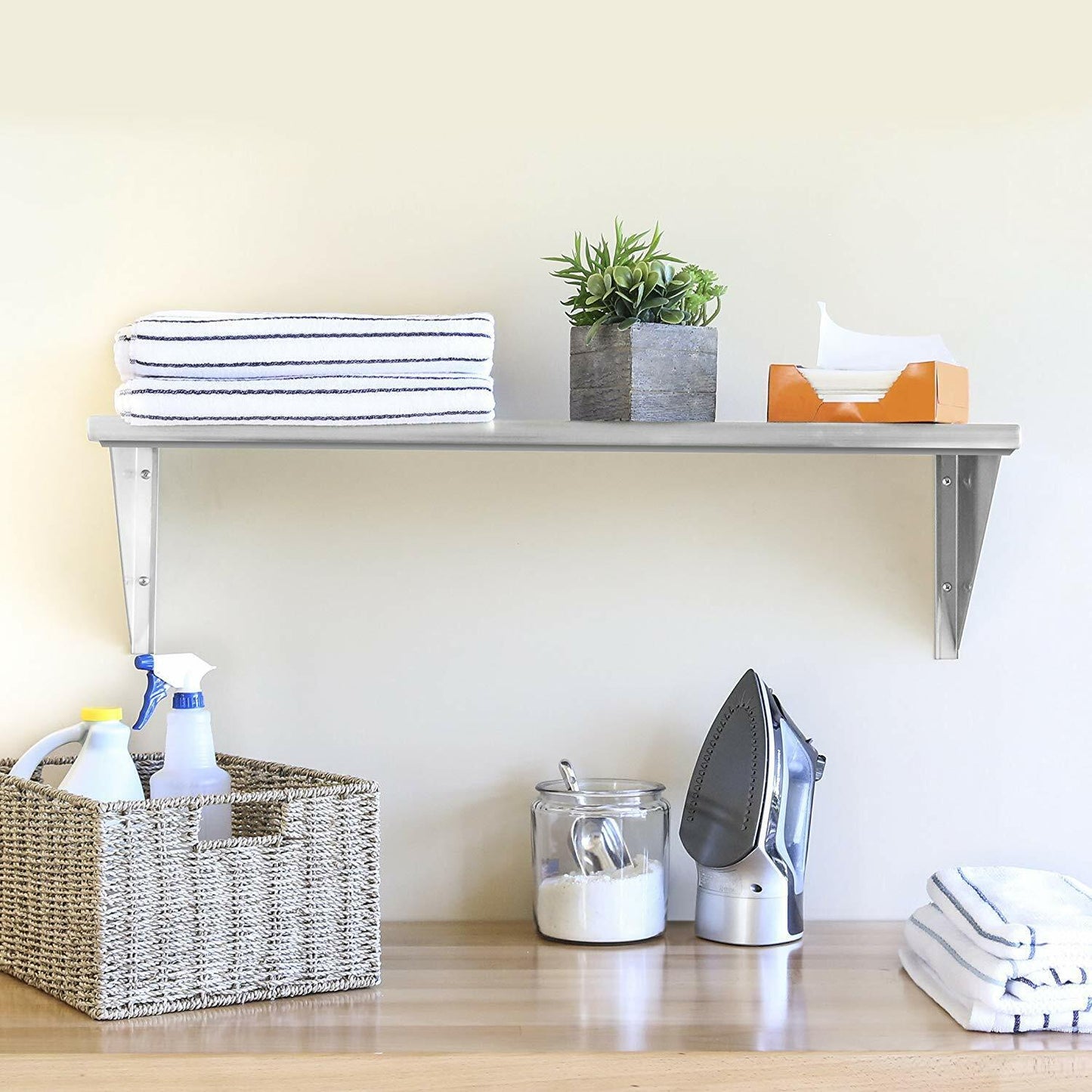 Hakka Brothers 14" x 36" Stainless Steel Commercial Kitchen Wall Shelf Restaurant Shelving