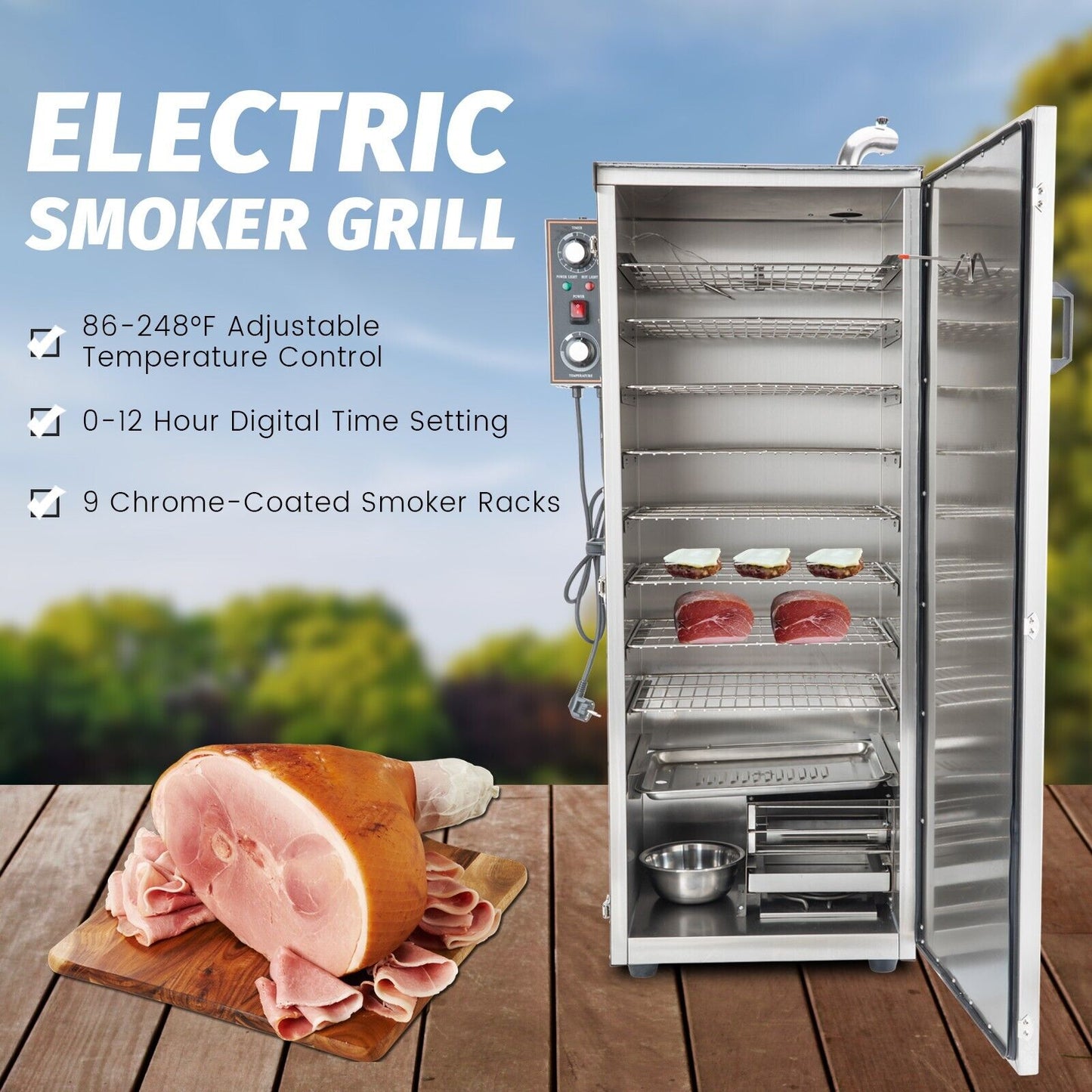 Hakka Digital Electric Smoker Grill 9 Racks Outdoor BBQ Commercial Food Grill