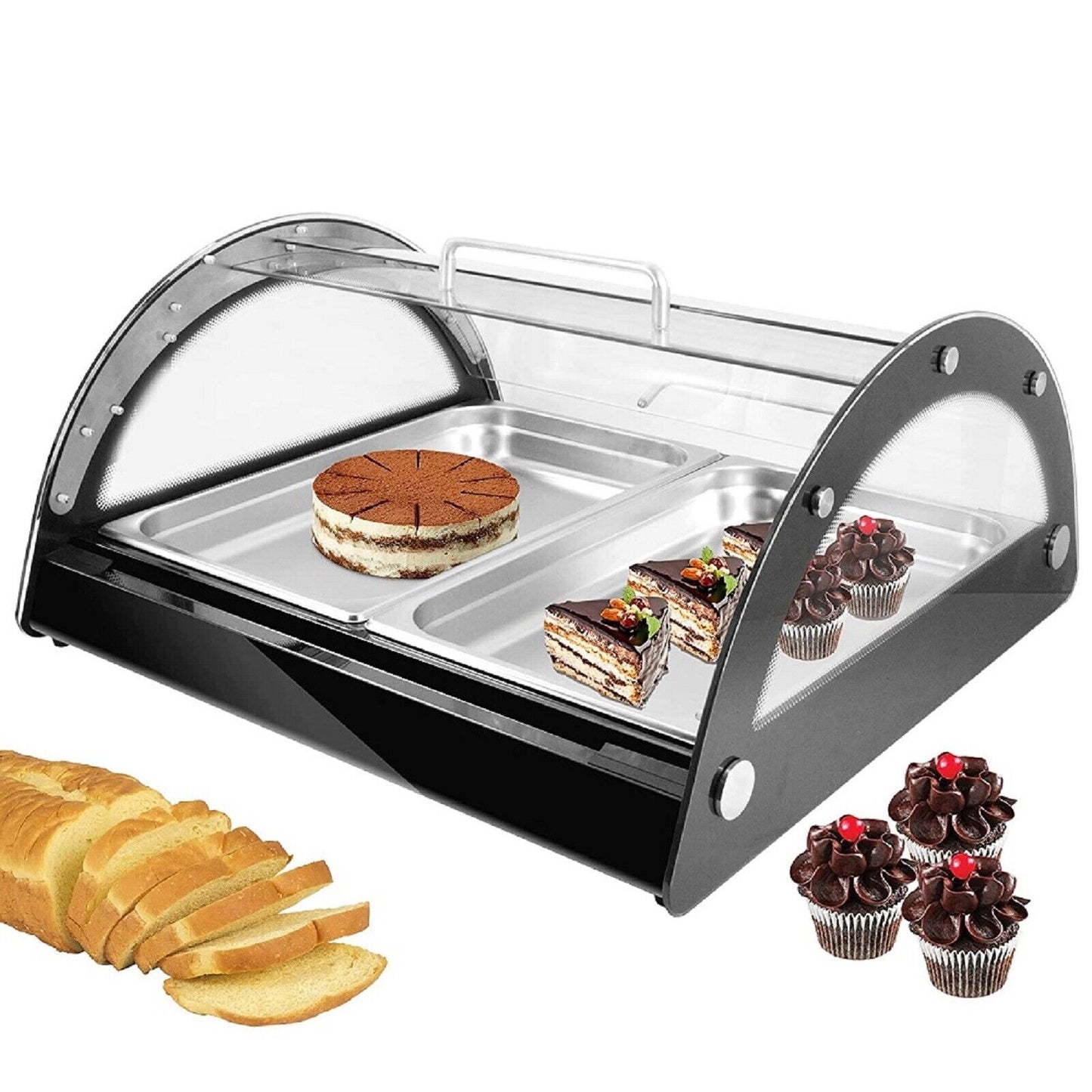Hakka Brothers Commercial Countertop Bakery Display Case Muffins Showcase, Black