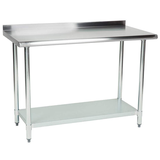Hakka Brothers 24" x 48" 18 Gauge 430 Economy Stainless Steel Commercial Work Table with Undershelf and 2" Rear Upturn