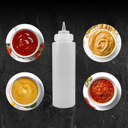EasyRose 塑料调味品挤压瓶，酱汁瓶，挤压瓶分配器，可再填充，带尖头盖，6 件套（32 盎司） 