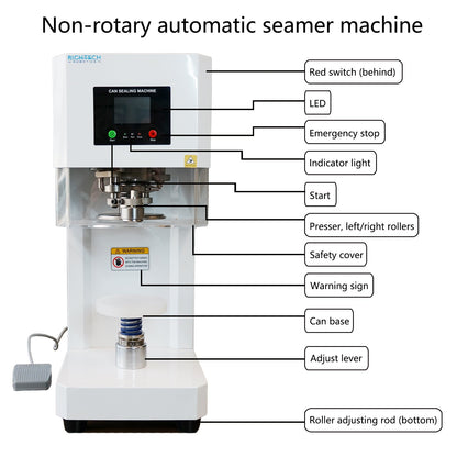 Hakka Fully Automatic Can Sealing Machine, Cup Sealer with  40-100mm Caliber Height 40-190mm Seal A Variety of Lids for Milk Tea Shops, Bakeries