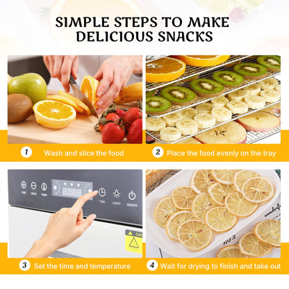 Hakka 16 Trays Food Dehydrator Fruit Vegetable Drying Adjustable Time Temp