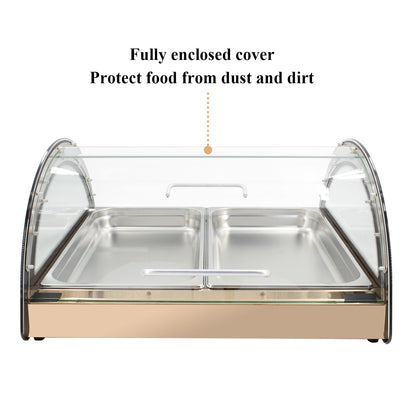 Hakka Commercial Countertop Bakery Display Case Pastry Muffins Food Showcase，Rose Gold
