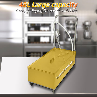EasyRose Deep Fryer Filter Machine, Commercial Mobile Oil Filter System For Restaurant, 48L, 1/2 Hp