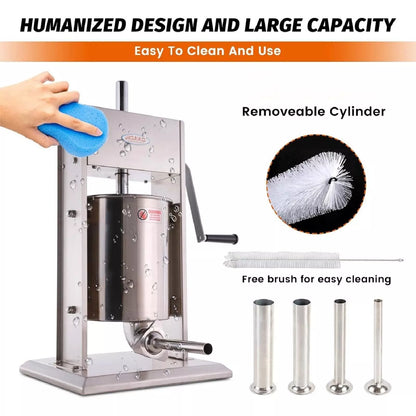 Hakka 25 Lb/12L 2 Speed Vertical Stainless Sausage Stuffer