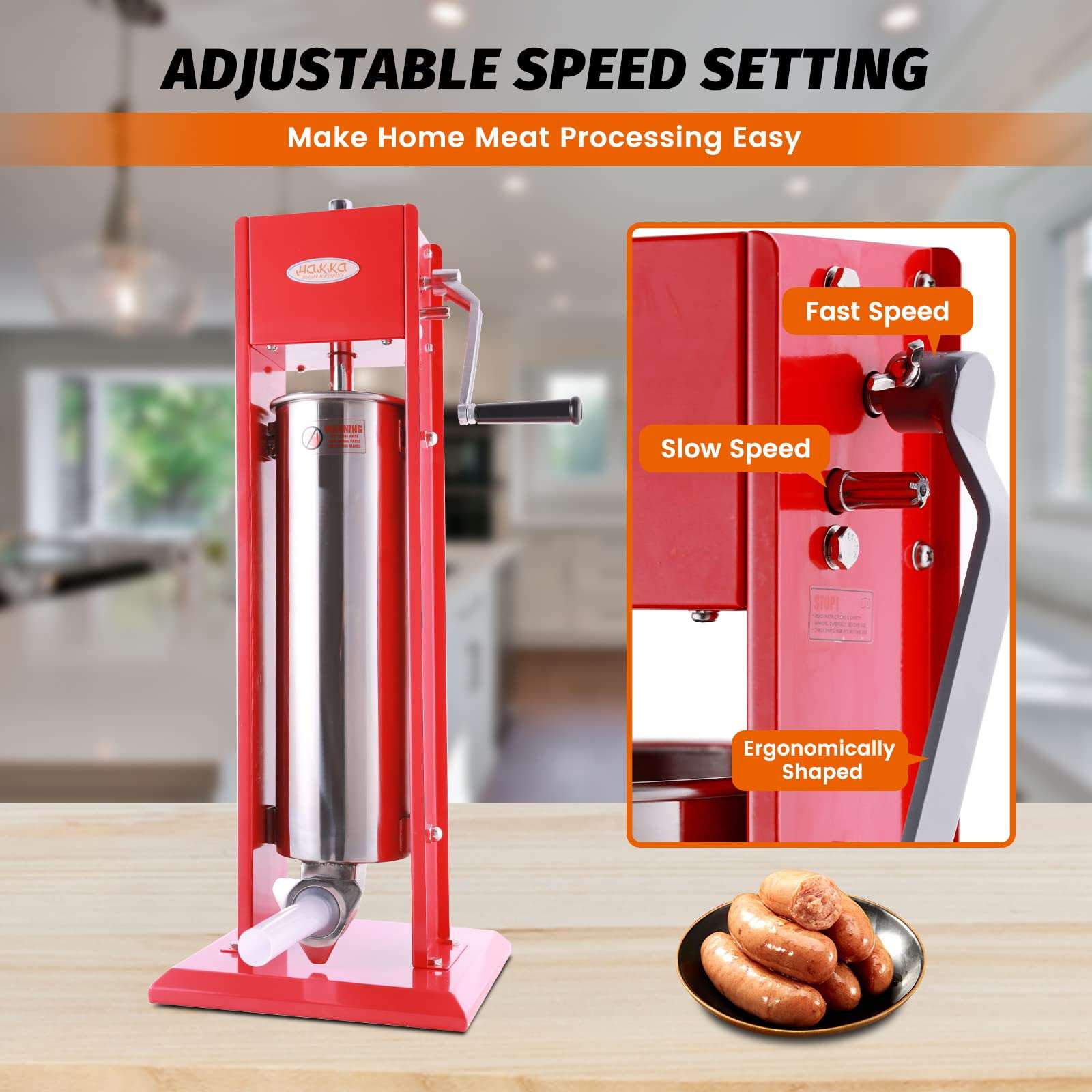 Hakka 15 Lb/7L 2 Speed Vertical Spray-painted Sausage Stuffer