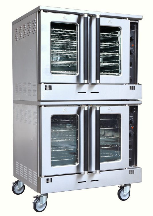 EASYROSE 商用对流烤箱双层天然气商用烤箱，适用于面包房、厨房、餐厅，60,000 BTU