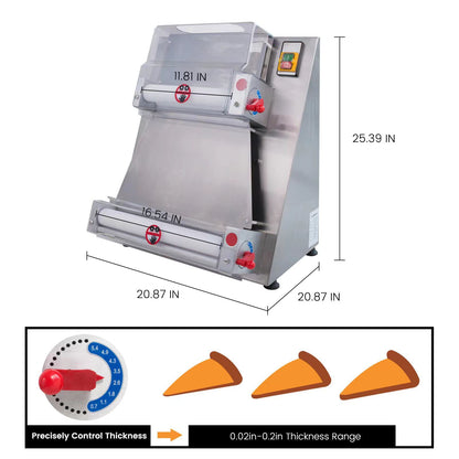 Hakka 电动面团压面机 370W Max 15 英寸披萨面团滚筒压面机、自动商用披萨面团压制机、面条面包面食机