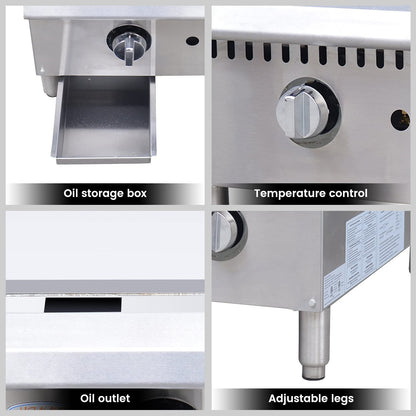 EasyRose Heavy Duty Commercial 48" Countertop Gas Thermostat Griddles