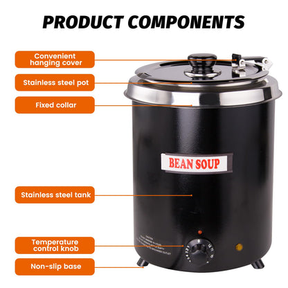 EasyRose 6Qt 汤加热器商用汤壶加热器带铰链盖和可拆卸不锈钢锅